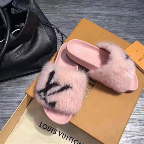 louis vuitton slippers fuzzy|Louis Vuitton slippers furry.